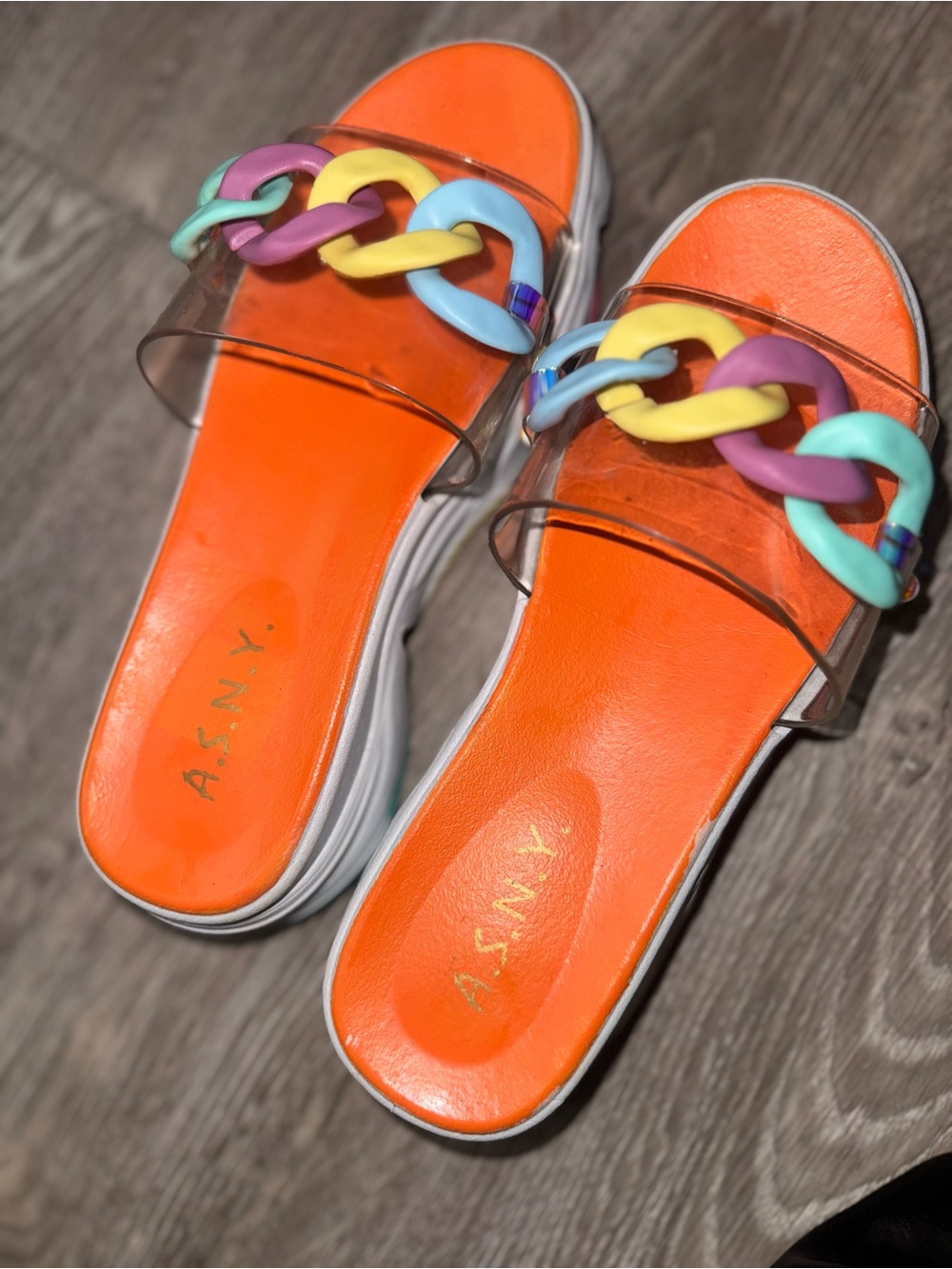 Platform Chain Slide Sandals